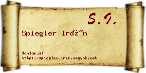 Spiegler Irén névjegykártya